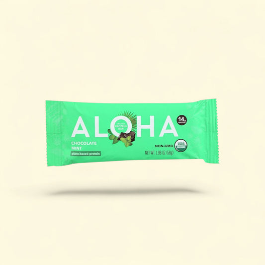 ALOHA Protein Bars, Chocolate Mint, 14g Protein (Pack of 12) — authentic US product shipped worldwide by Treatspree