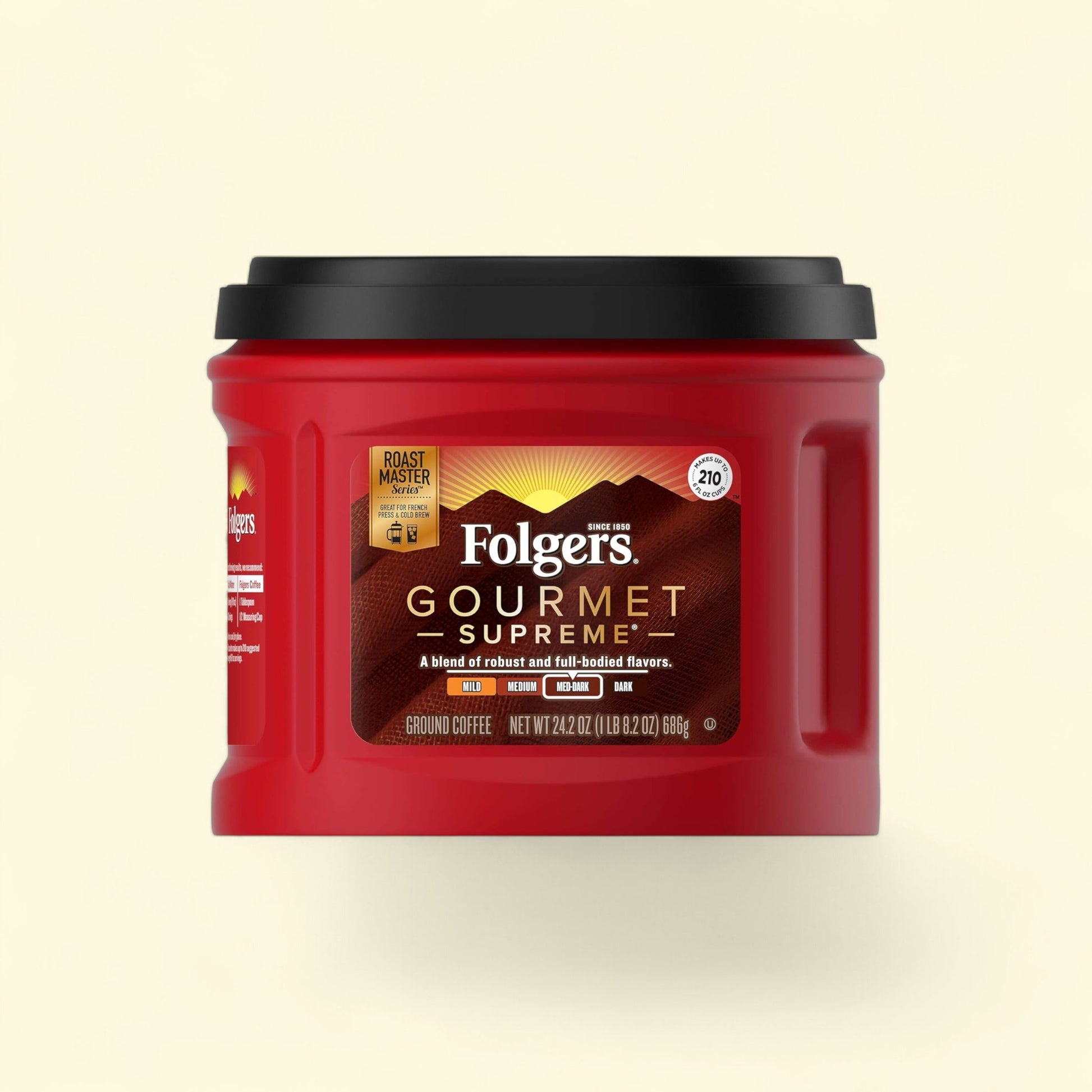 Folgers Gourmet Supreme Ground Coffee, Medium-Dark Roast, 24 oz — authentic US product shipped worldwide by Treatspree