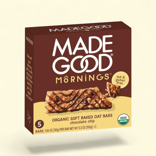 MadeGood Mornings Chocolate Chip Breakfast Bars, 5 Count (1.06oz) — authentic US product shipped worldwide by Treatspree