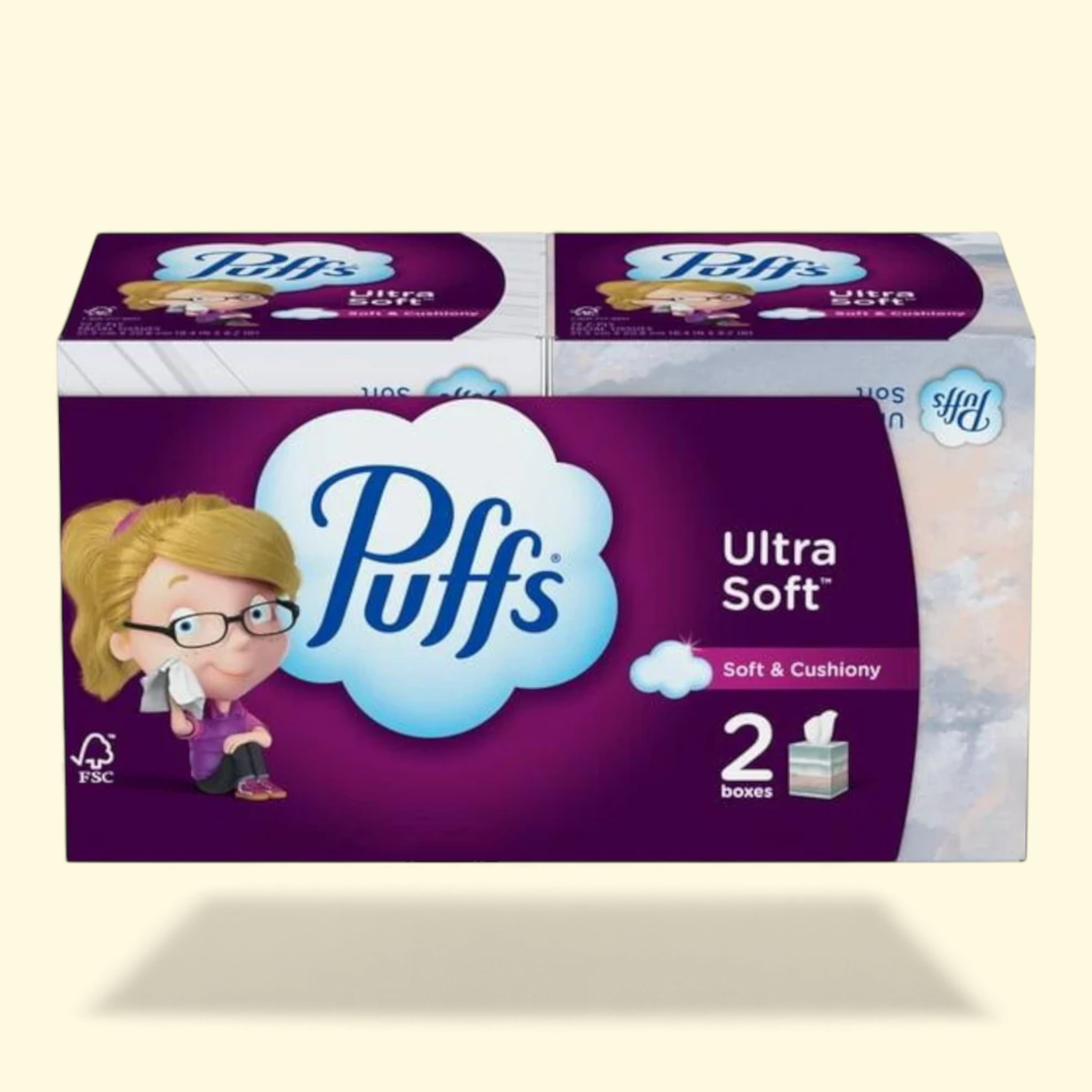 Puffs Facial Tissues, 2 Mega Cubes, 72 Tissues | Treatspree