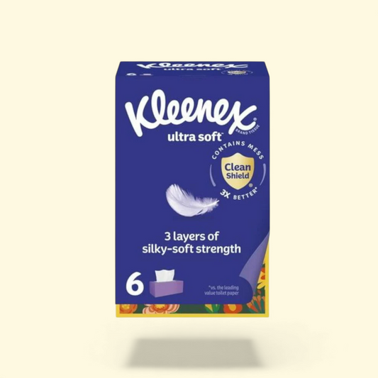 Kleenex Facial Tissues, 6 Flat Boxes, 120 Tissues per Box, 3-Ply
