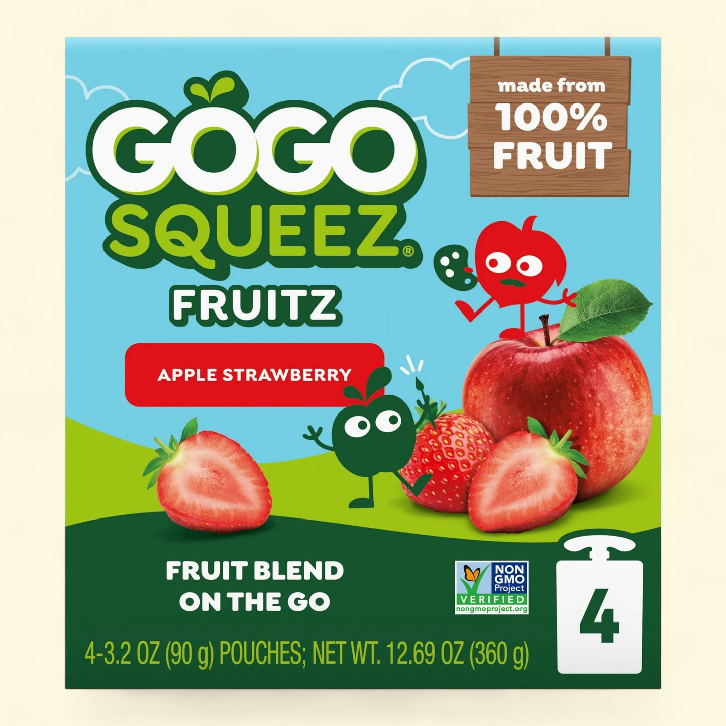 GoGo squeeZ Applesauce and Fruit Puree, Apple Strawberry Snack Pouches, 3.2 oz, 4 Pack
