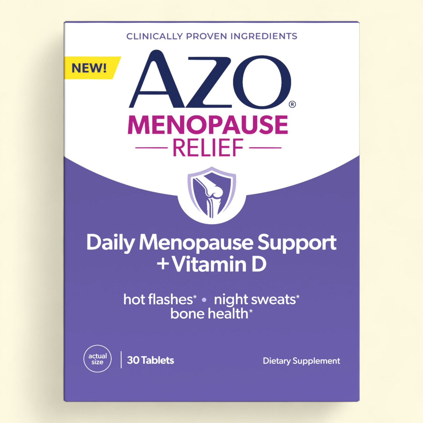 AZO Daily Menopause Relief + Vitamin D Supplements, 30 Count