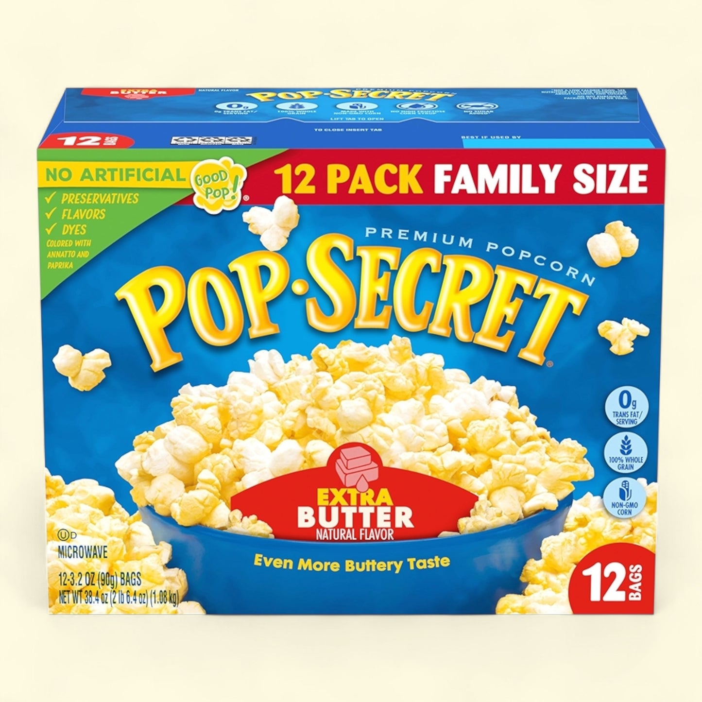 Box of Pop Secret Extra Butter popcorn 