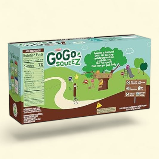 GoGo squeeZ Applesauce and Fruit Puree, Apple Cinnamon, 3.2 oz, 12 Pack