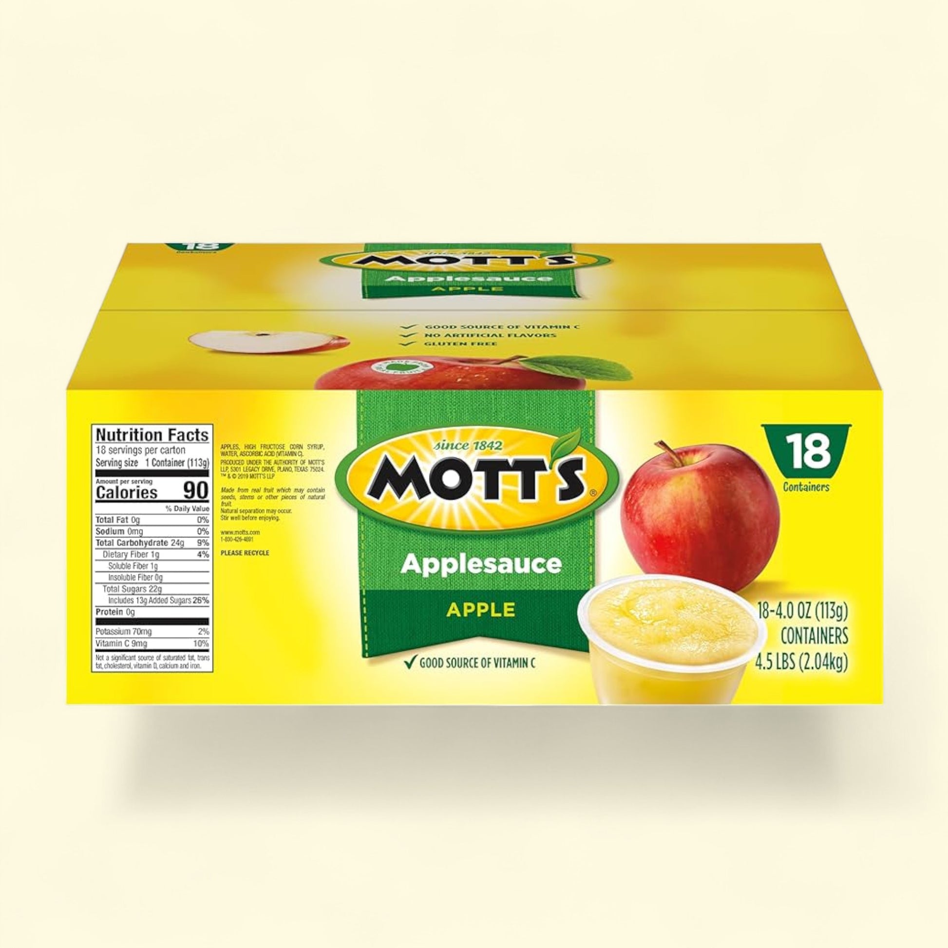 Box of Mott's Apple Applesauce on a white background