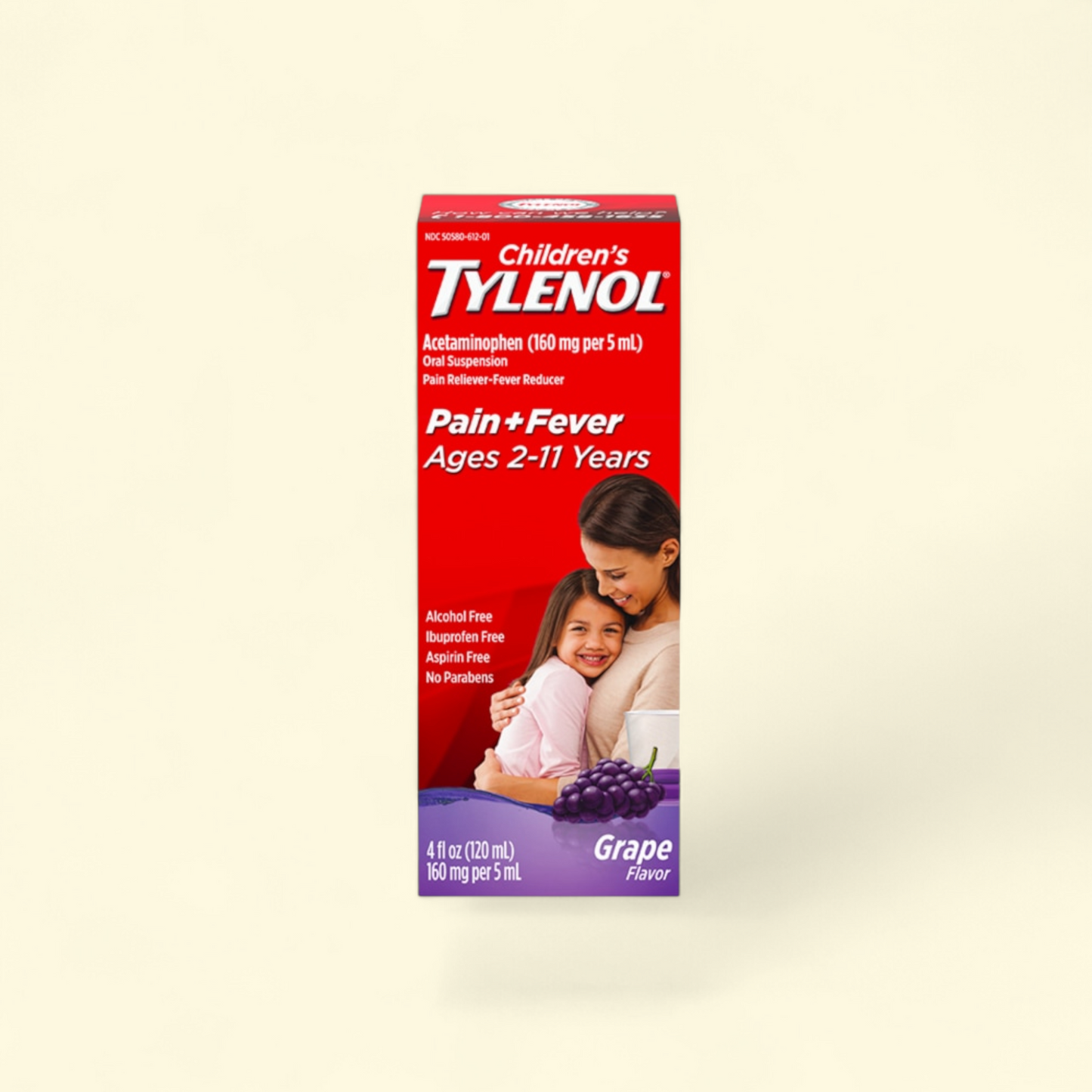 Children's Tylenol Pain + Fever Relief Cold Medicine, Grape, 4 fl. oz