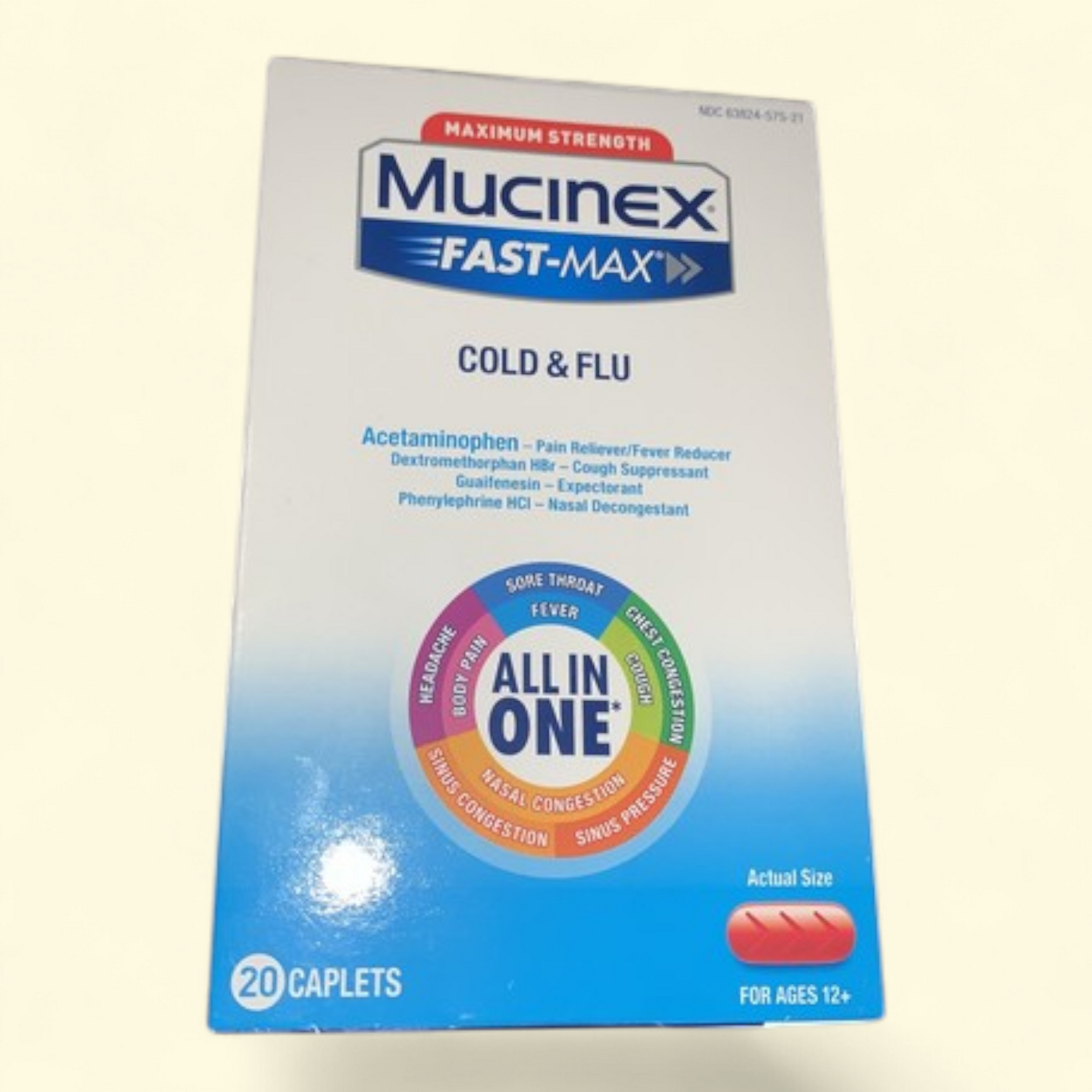 Mucinex Fast-Max Cold and Flu Medicine, 20 Caplets — authentic US product shipped worldwide by Treatspree