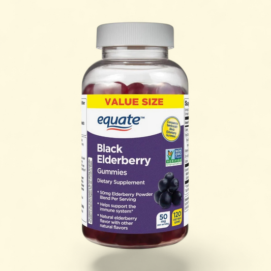 Equate Black Elderberry Gummies, 120 Count, 50 mg