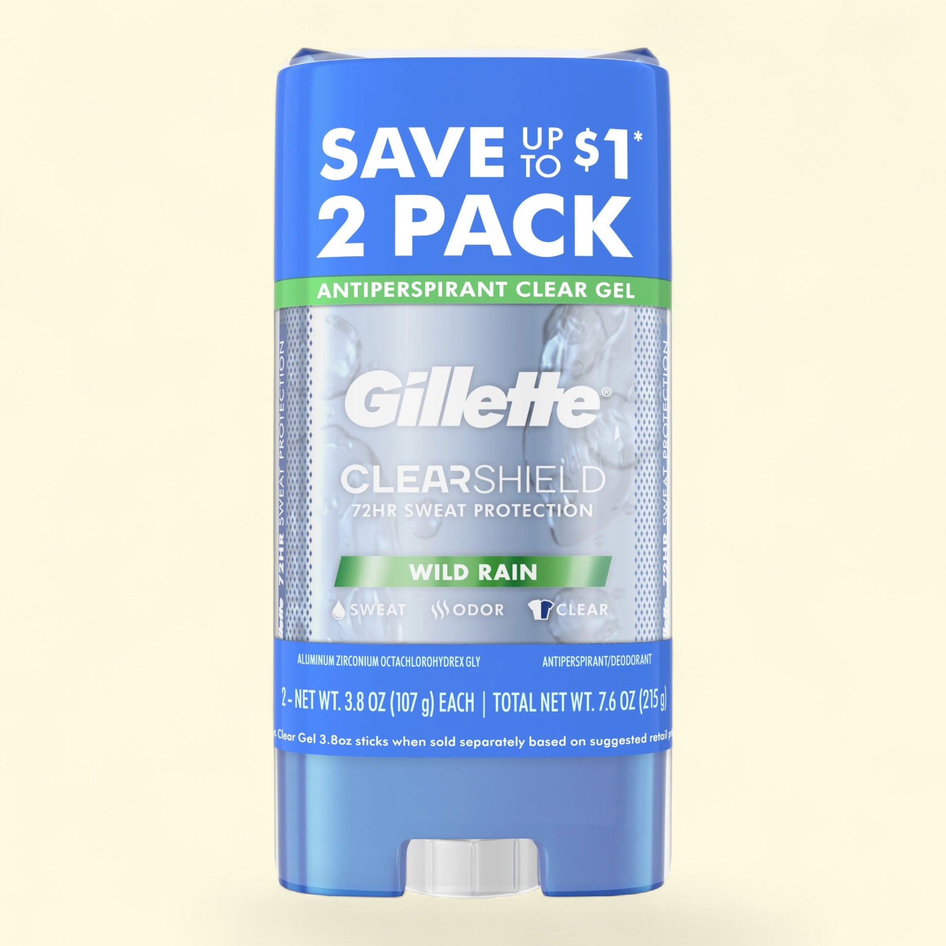 Gillette ClearShield antiperspirant clear gel packaging