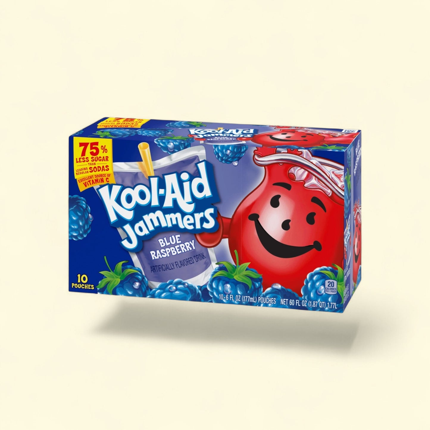 Kool-Aid Jammers Blue Raspberry Drink, 6 fl oz Pouches, 10 Ct — authentic US product shipped worldwide by Treatspree