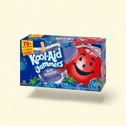 Kool-Aid Jammers Blue Raspberry Drink, 6 fl oz Pouches, 10 Ct — authentic US product shipped worldwide by Treatspree