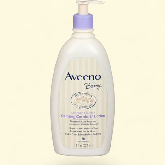 Aveeno Baby Calming Comfort Lotion bottle on a white background