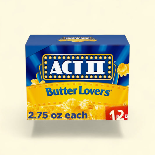 Act II Butter Lovers Microwave Popcorn, 2.75 oz., 12-Count Bags — authentic US product shipped worldwide by Treatspree