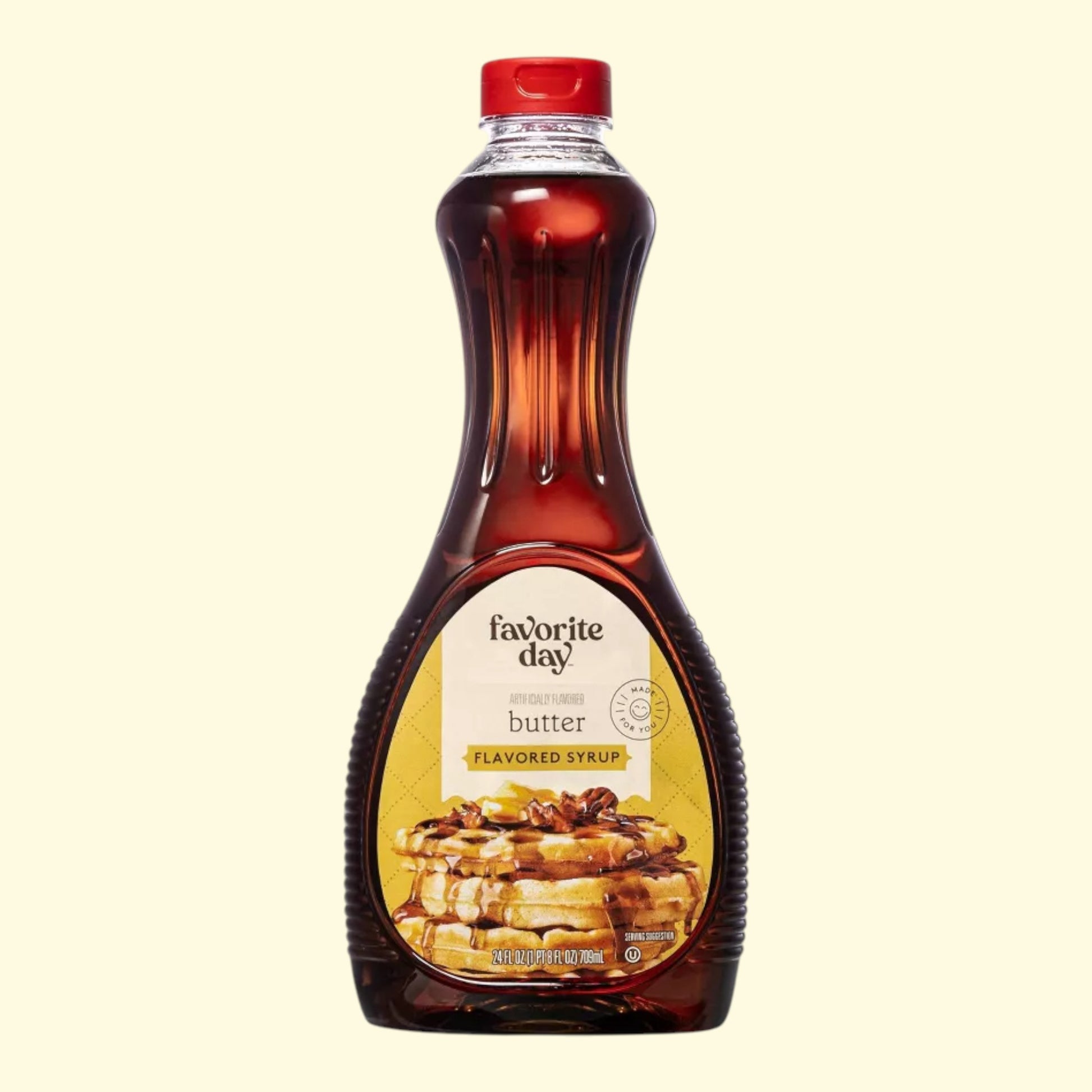 Bottle of 'favorite day' butter flavored syrup