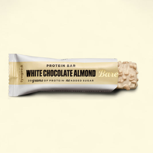 White chocolate almond protein bar with Bare