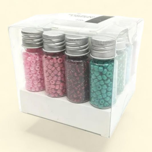 Blue Moon Beads Bright Rainbow Glass Seed Bead Mix, 12 Bottles