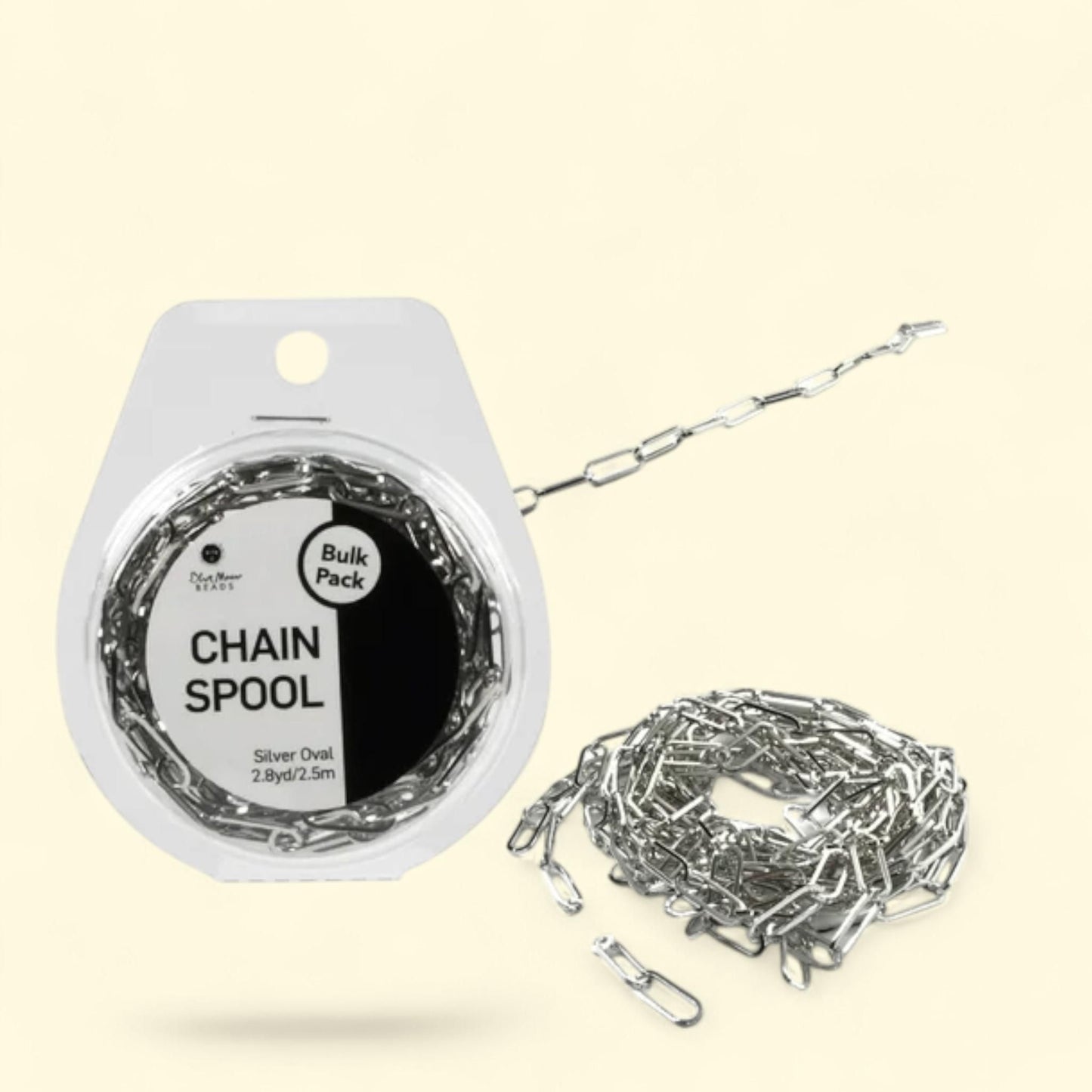 Blue Moon Beads Imitation Silver Plated Paper Clip Chain Spool, 2.8 Yards, 1 ct