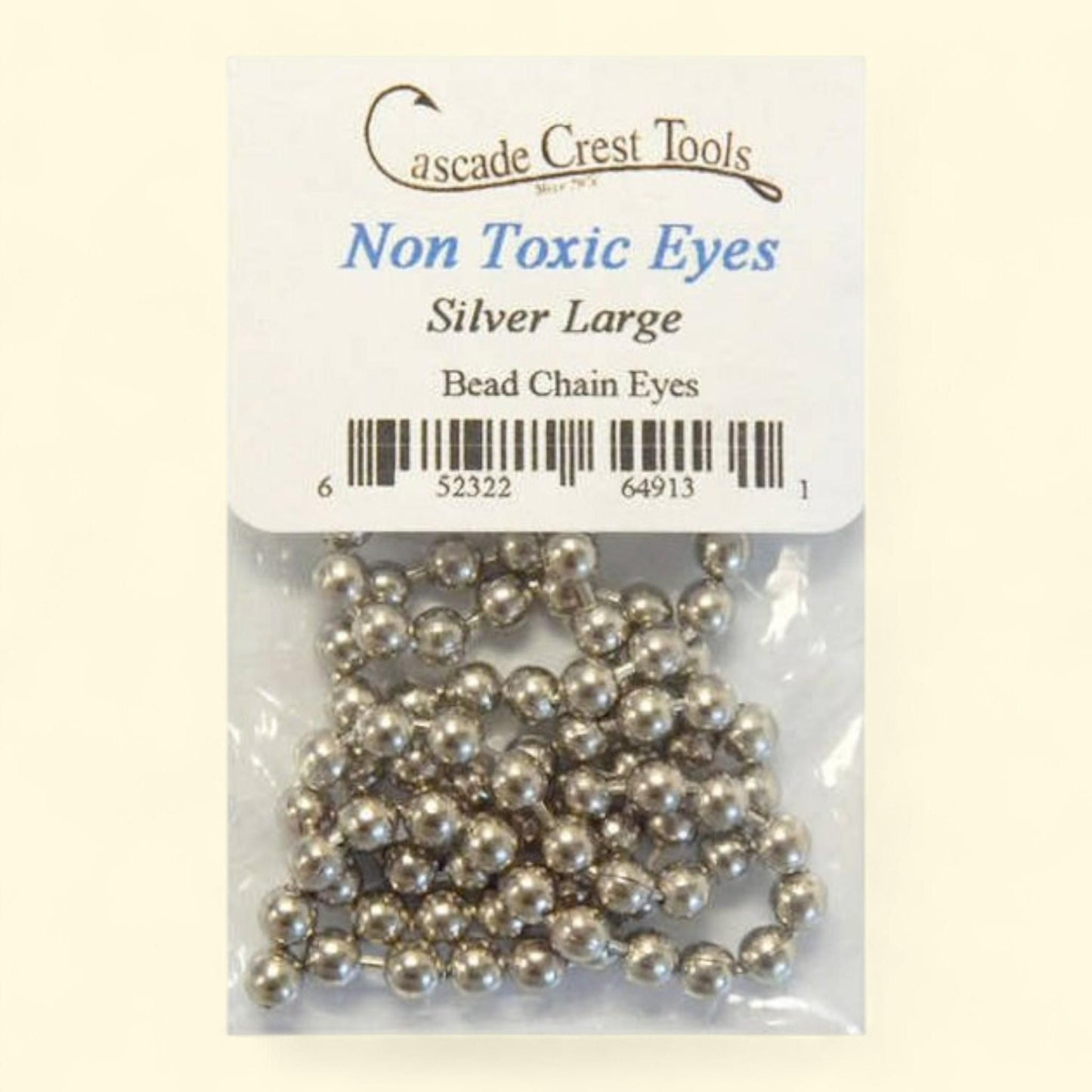 Cascade Crest Silver Bead Chain Eyes, Large, 1 ct