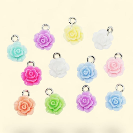 Cousin DIY Acrylic Rosette Charms 12 pcs, Silver Jump Rings, Adult