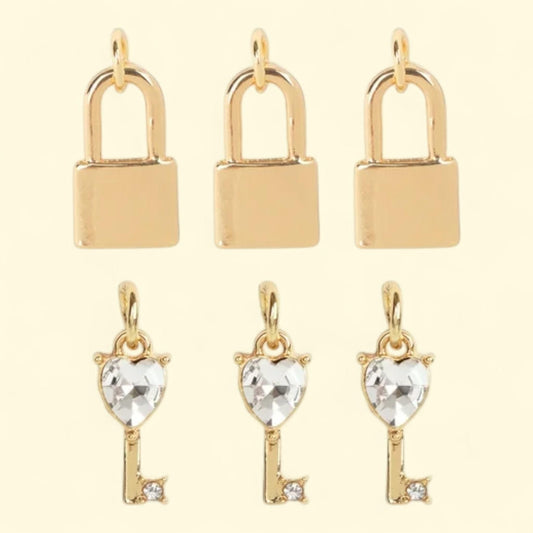 Cousin DIY Lock and Key Charms, 6 pcs