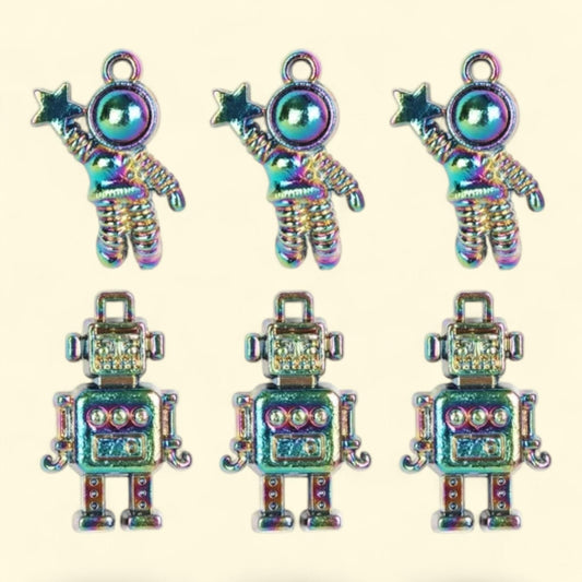 Cousin Metallic Rainbow Space Charm Set, 6 pcs