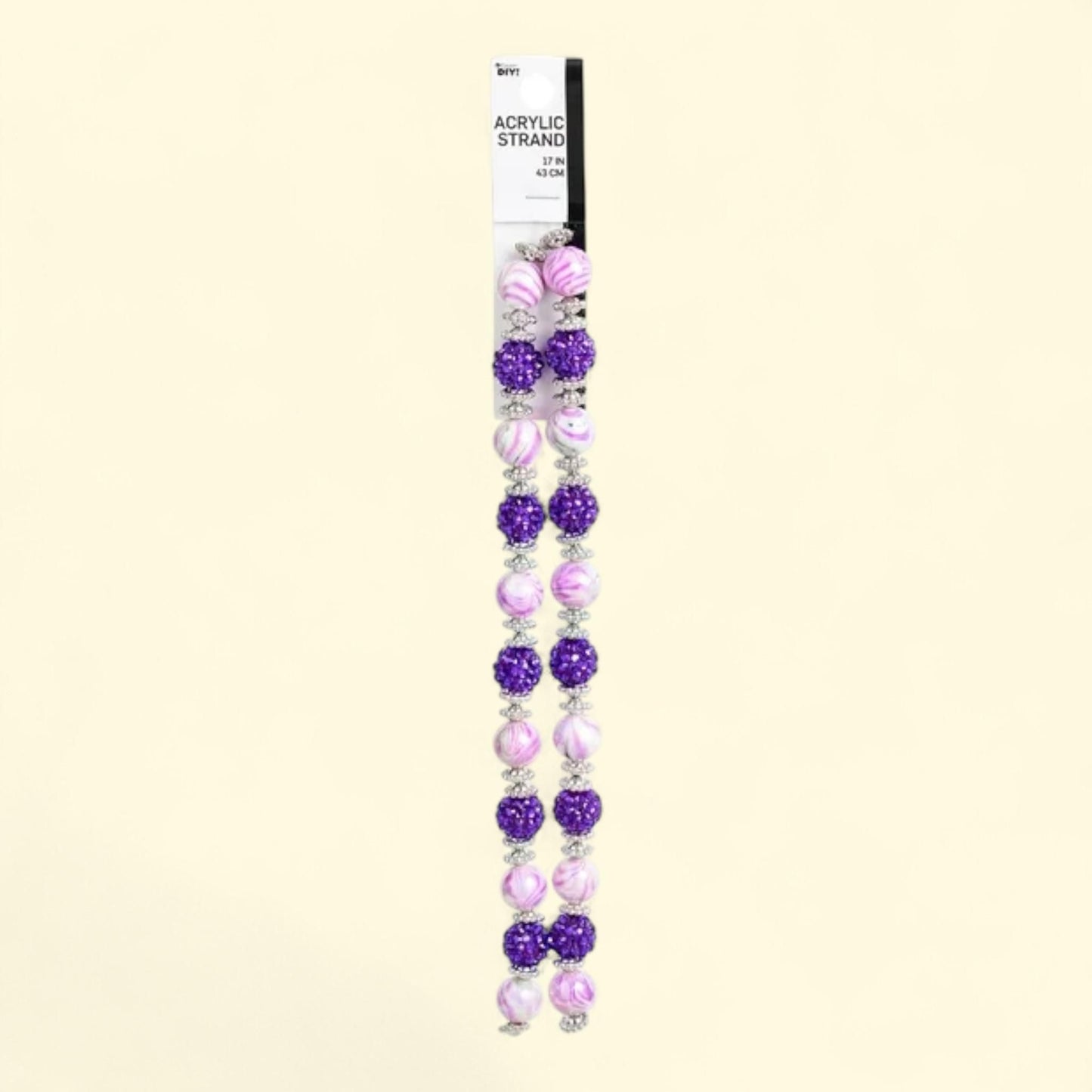 Cousin Acrylic Shamballa & Swirl Bead Strand, 17 in, 62 pcs