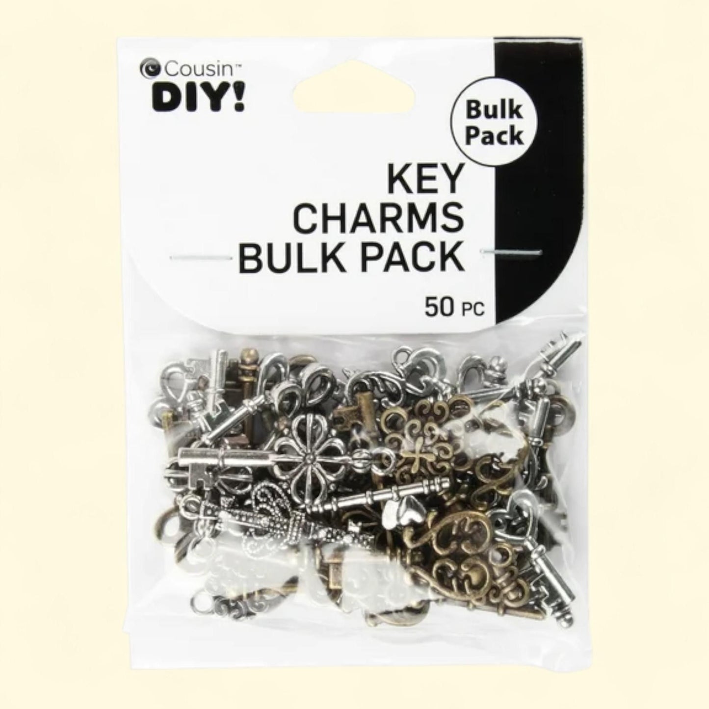 Cousin Antique Keys Charm Assortment, 50 pcs