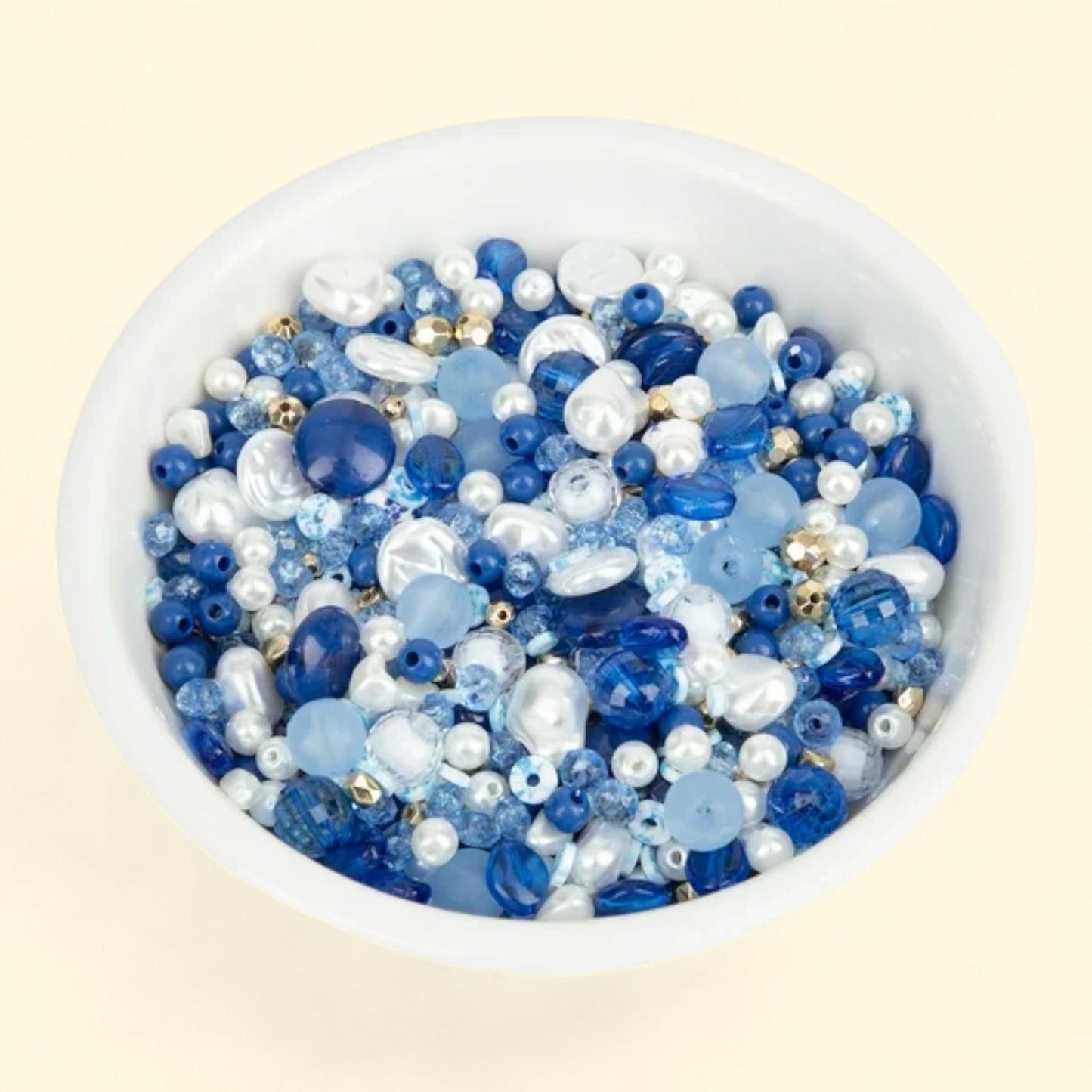 Cousin Blue and White China Bead Mix, 150g