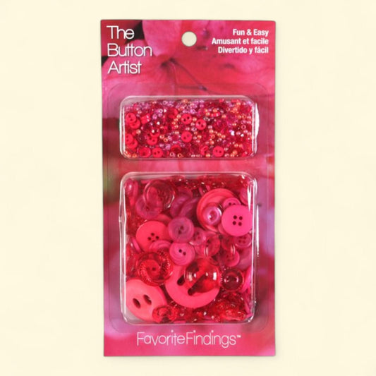 Simplicity Favorite Findings, The Button Artist, Azalea Pink Buttons And Beads Pack, 4 oz