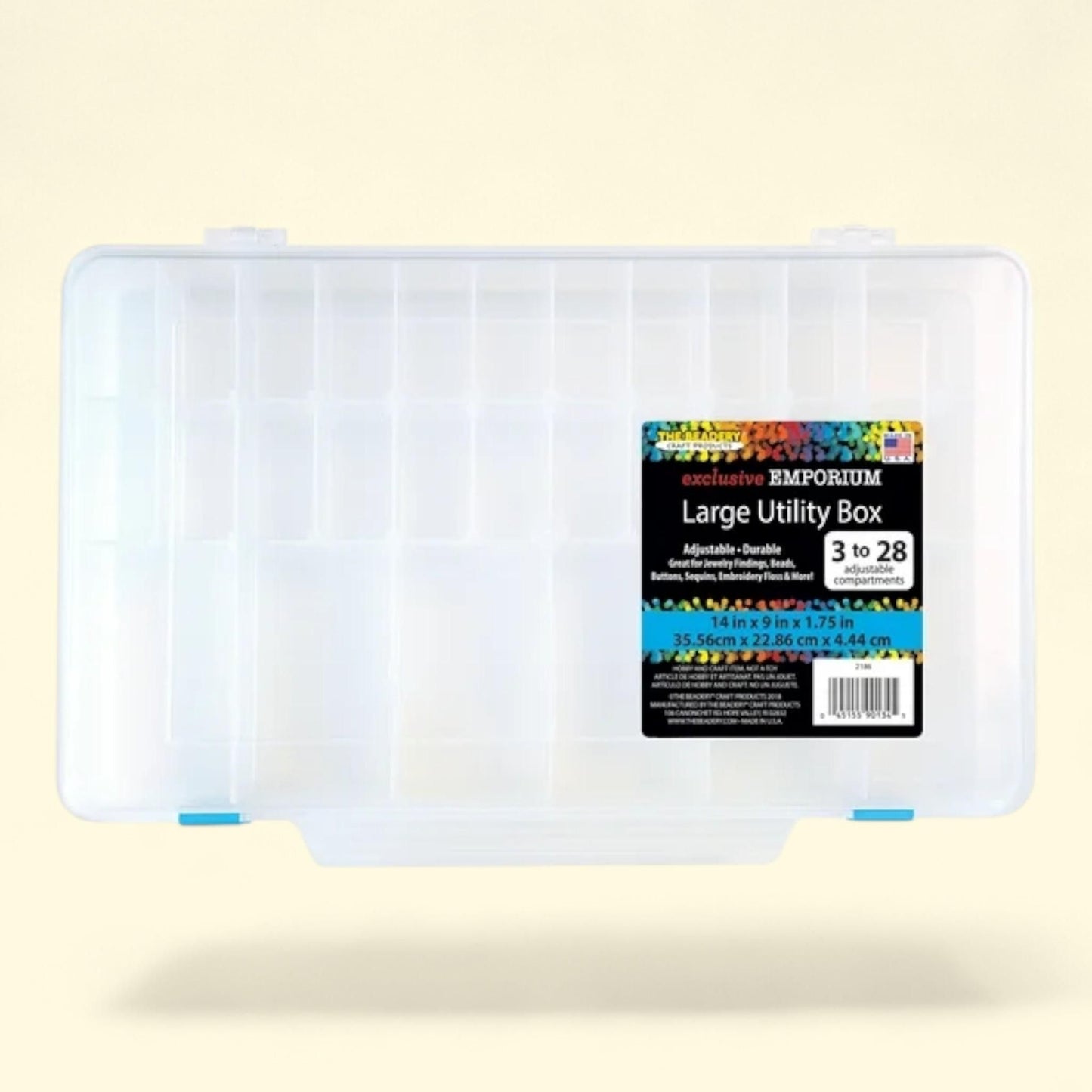 The Beadery, Large Utility Box, 3-28 Compartments, Clear Plastic, 1 ct