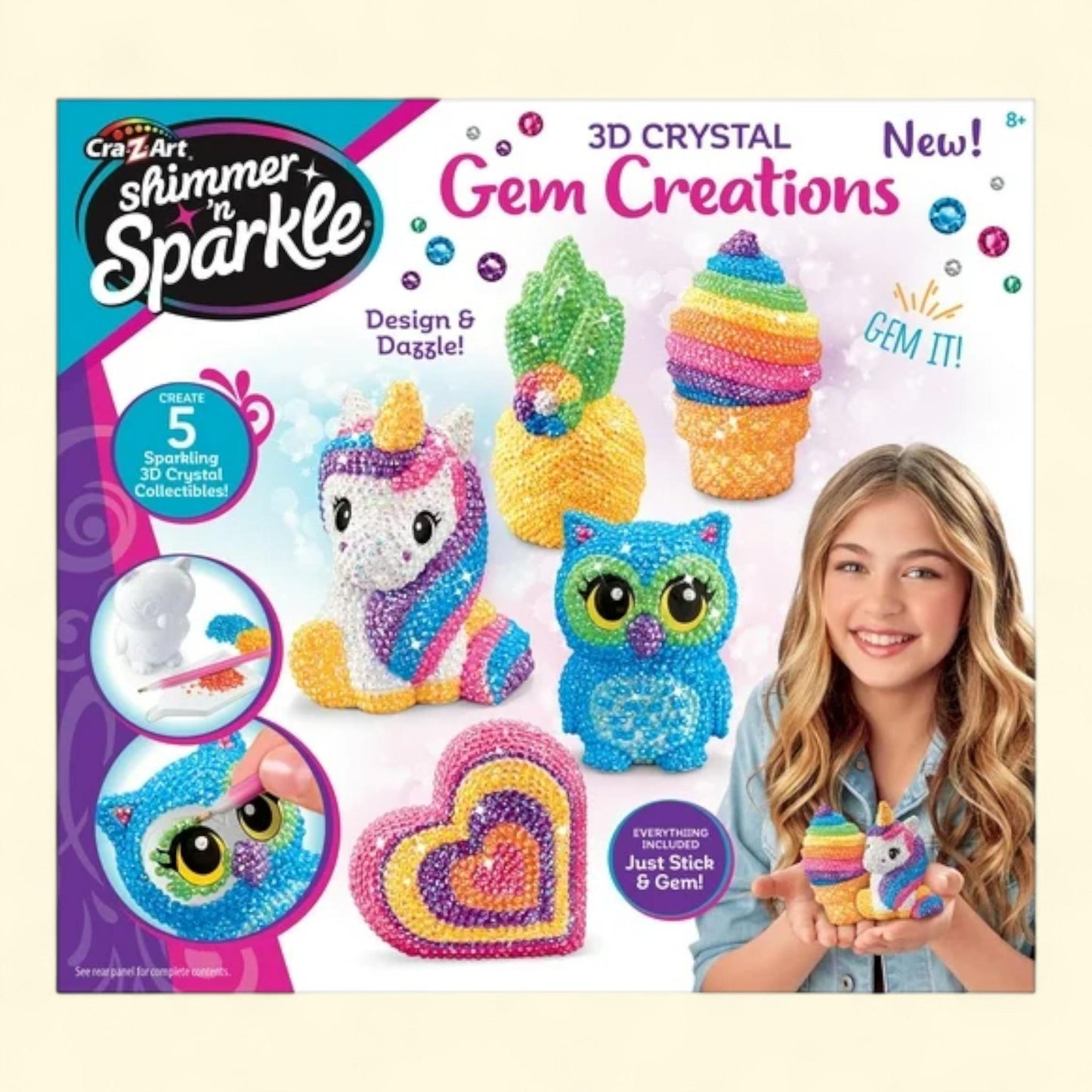 Cra-Z-Art Shimmer N Sparkle 3D Crystal Gem Creations Design & Dazzle, Size, 1ct