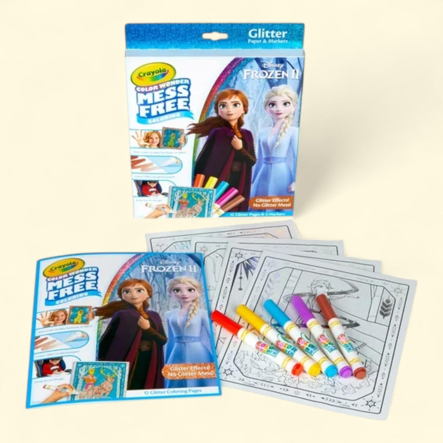Crayola Color Wonder Frozen 2 Glitter Coloring Set, 17 Pcs