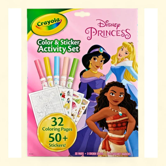 Crayola Disney Princess Color and Sticker Activity Set with Markers, Disney Princess Coloring Book, Art Set, Disney Gift for Kids.