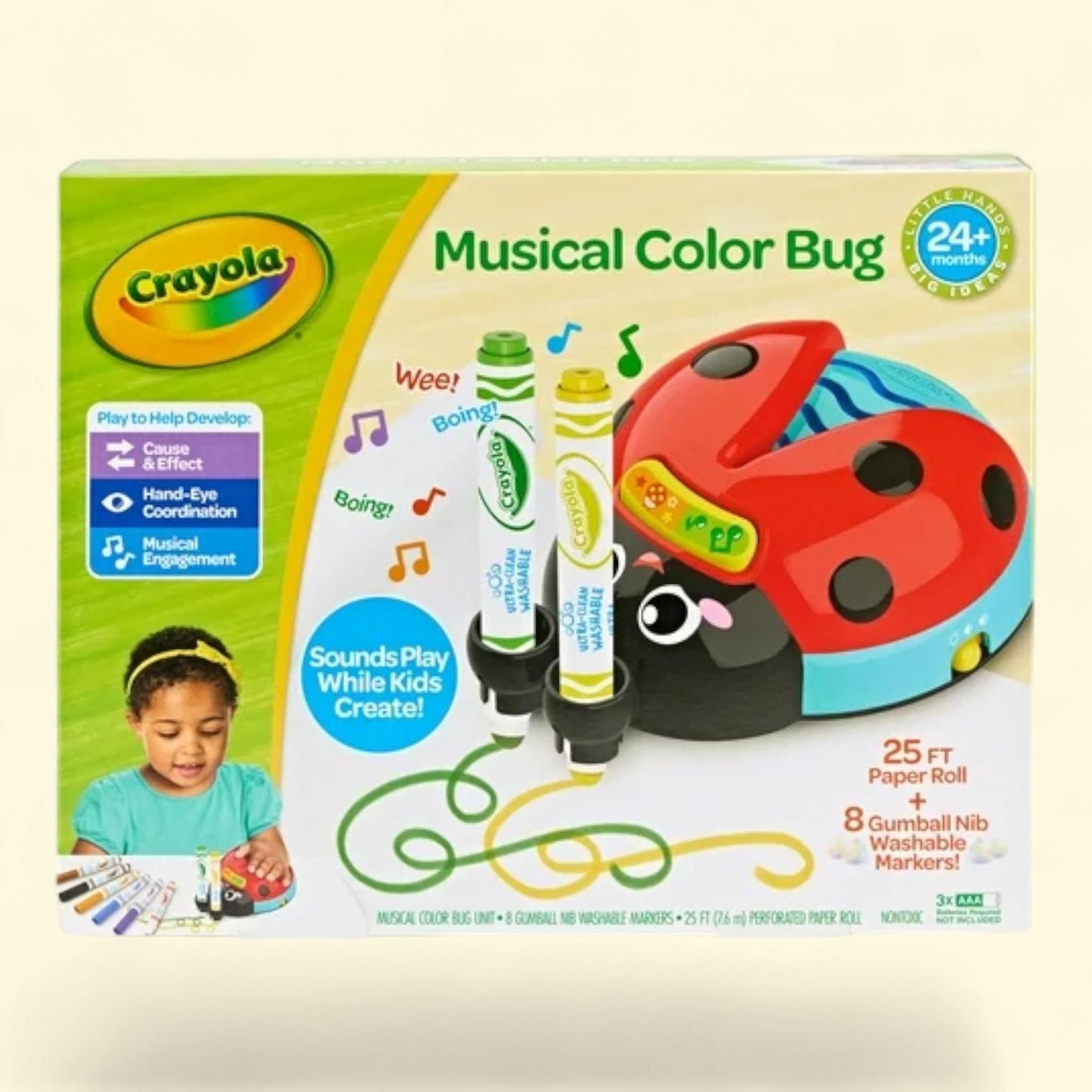 Crayola Musical Color Bug, Toddler Sensory Toy, Ages 2, 3, 4, 1ct