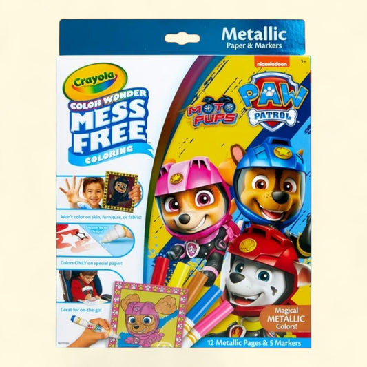 Crayola Color Wonder Metallic Mess Free Coloring Set, Paw Patrol, 12 Pages