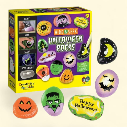 Creativity for Kids Halloween Hide & Seek Rock Painting, Spooky Child Craft Kit, Boys and Girls, 1ct