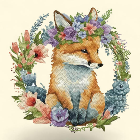 Diamond Dotz Floral Garland Fox Diamond Painting Kit, Special Edition 1 ct