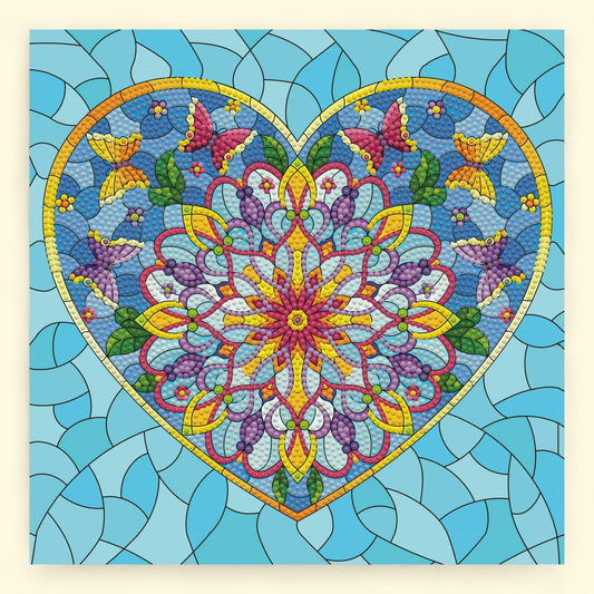 DIAMOND DOTZ Stained Glass Heart Diamond Painting Kit, Special Edition 1 ct