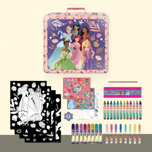 Disney Princess Deluxe Art Set, Metal Carrying Case, 200+ Pieces, Multi-Color