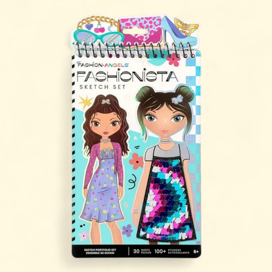 Fashion Angels Fashion Design Art Sketch & Coloring Portfolio Book, Multi Color 1 Pack