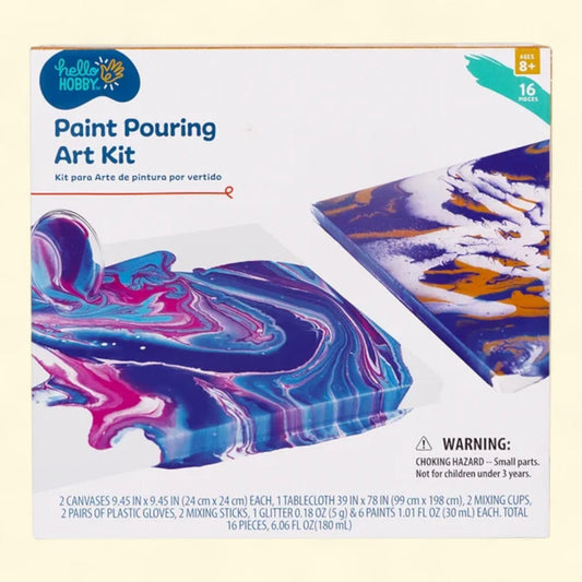 Hello Hobby Paint Pouring Kit, Multi-Color, 16 Pieces