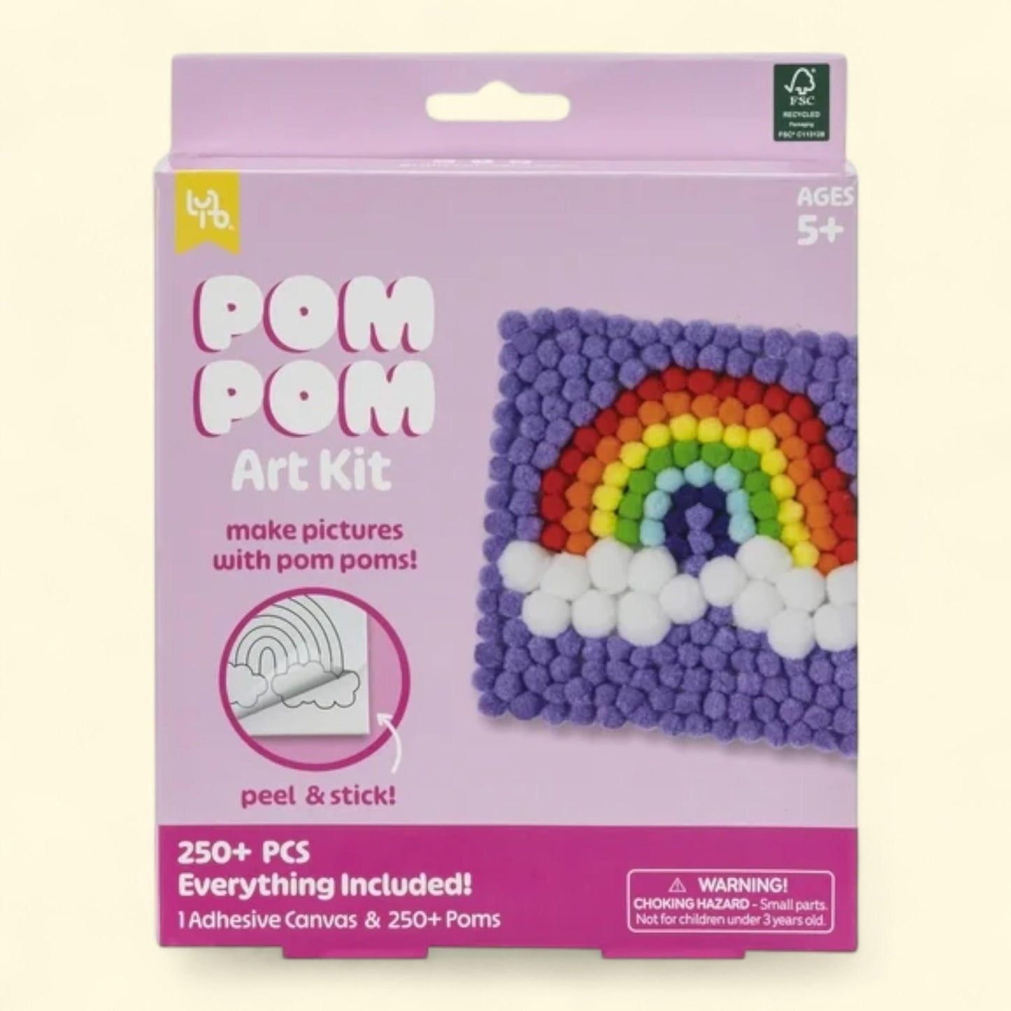 Little Yellow Bicycle Pom Pom Rainbow Art Kit, 1ct
