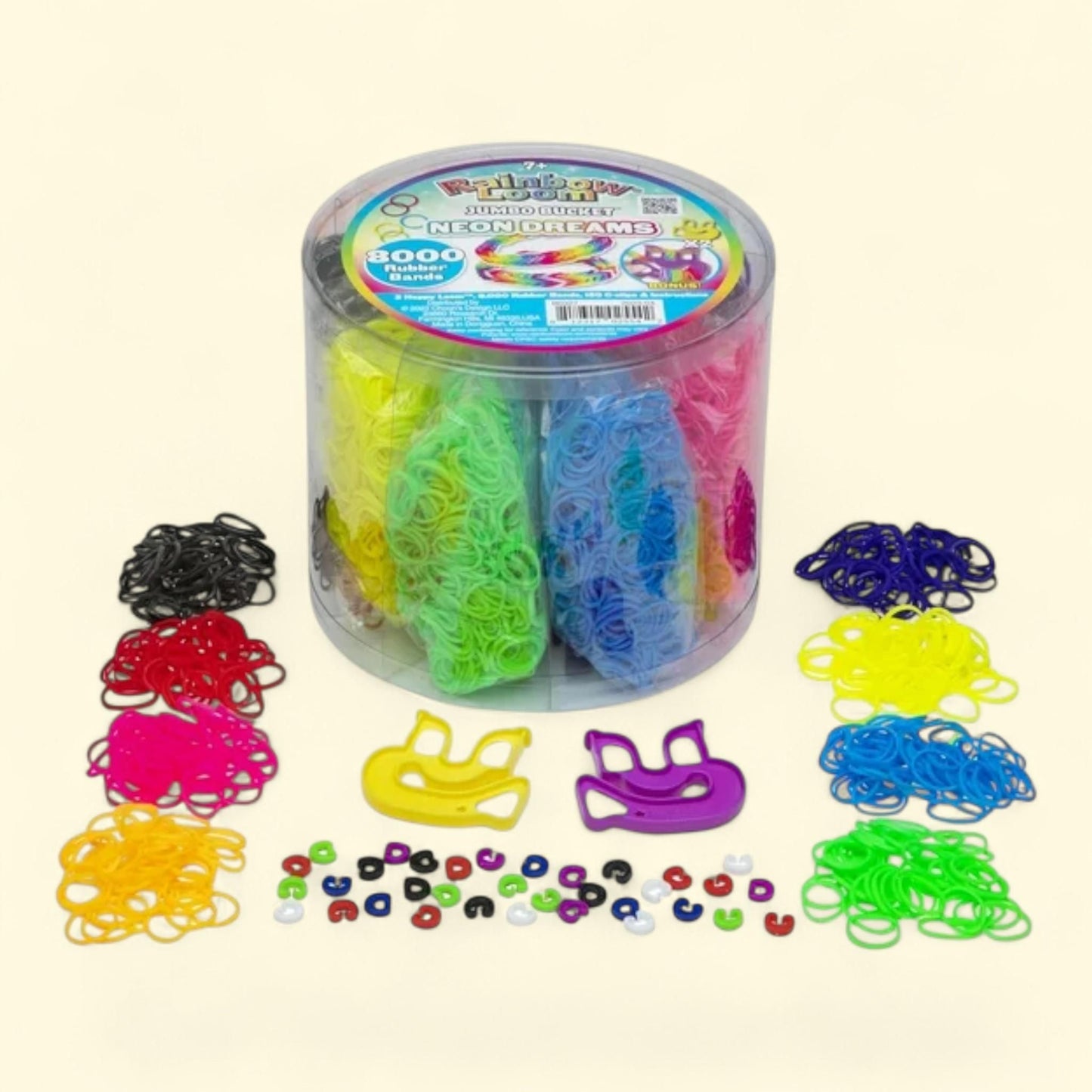 Rainbow Loom Neon Jumbo Bucket, 2X Happy Loom, 7+, 1 ct