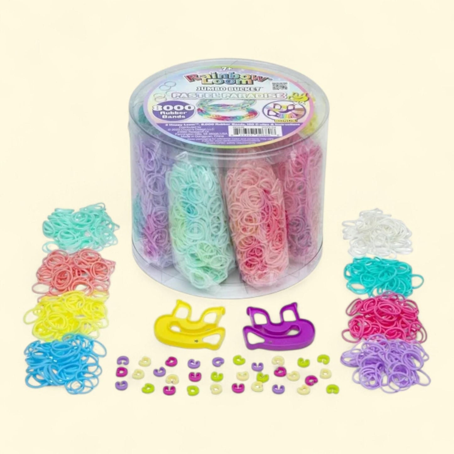 Rainbow Loom Jumbo Bucket Bracelet Kit, Ages 7+, Pastel, 1 ct