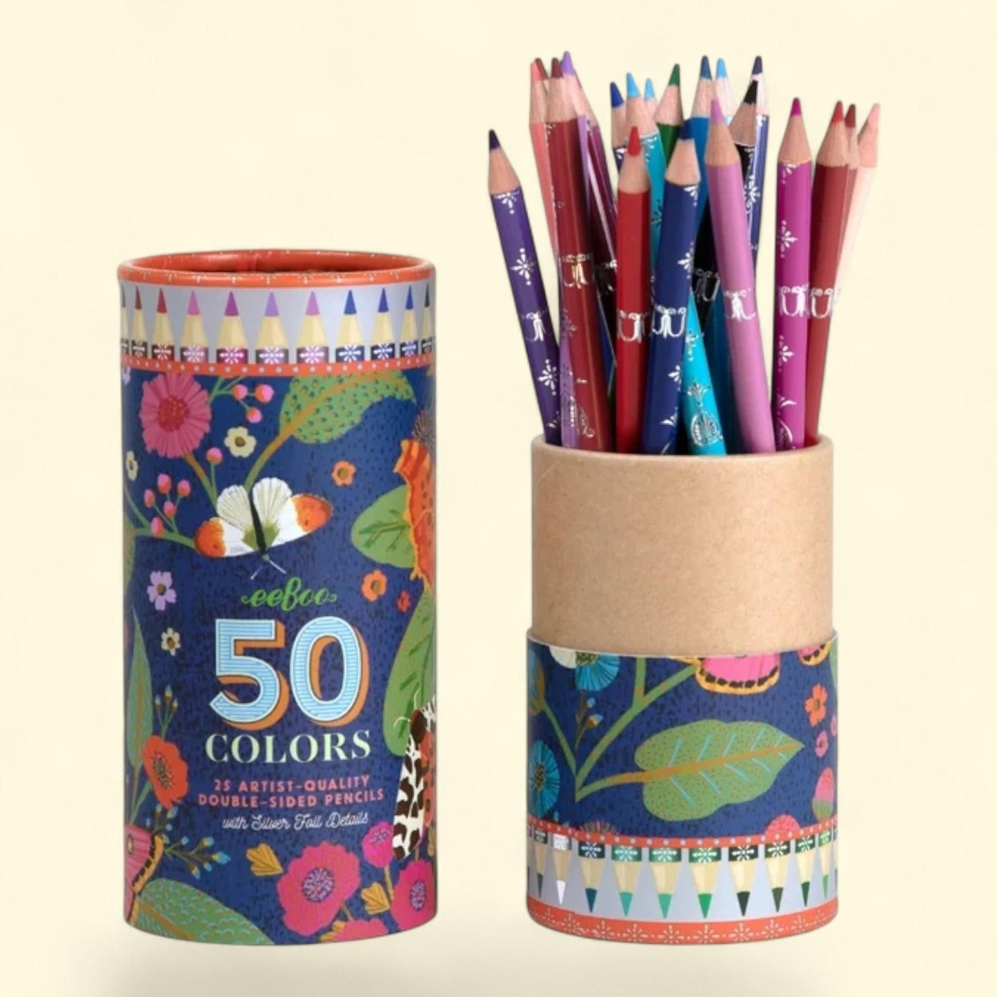eeBoo Piece & Love Colored Pencils, 25pc, 50 Color Set