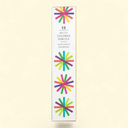 Neon Colored Pencil Set, with Pencil Sharpener,  12pcs