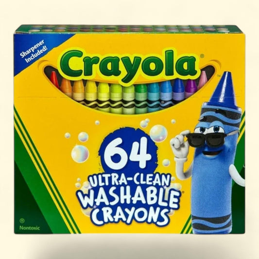 Crayola Washable Crayons with Sharpener, 64 Ct