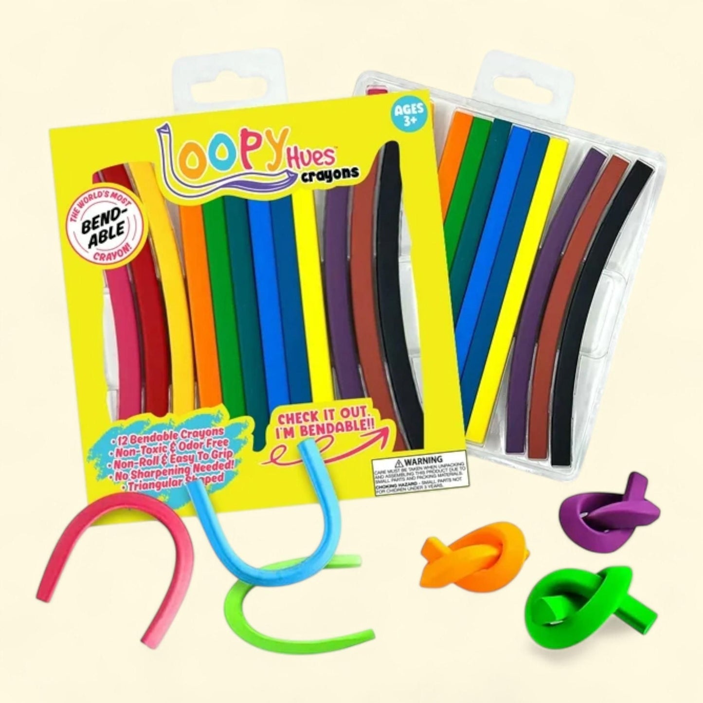 Loopy Hues Bendable Crayons, 12 Count
