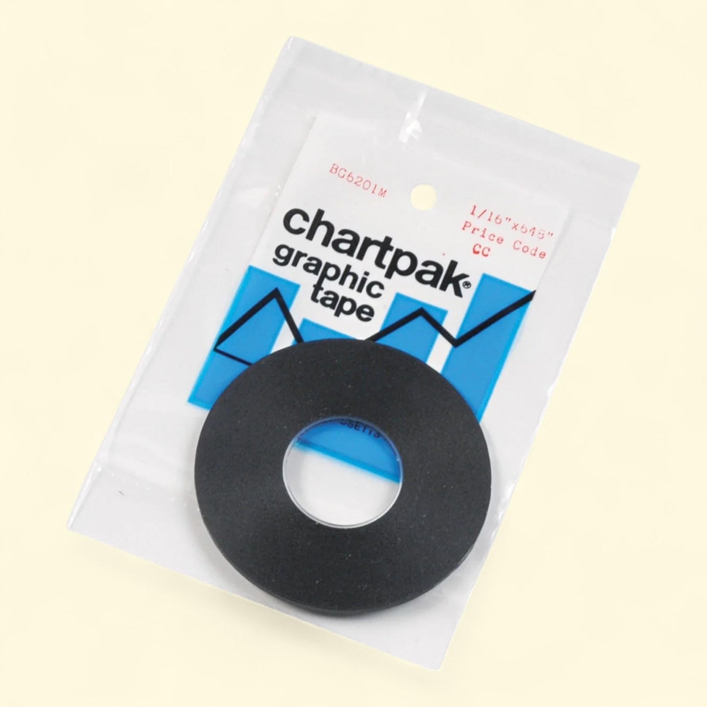 Chartpak Permanent Self-adhesive Graphic Tape, 1" Roll, Black